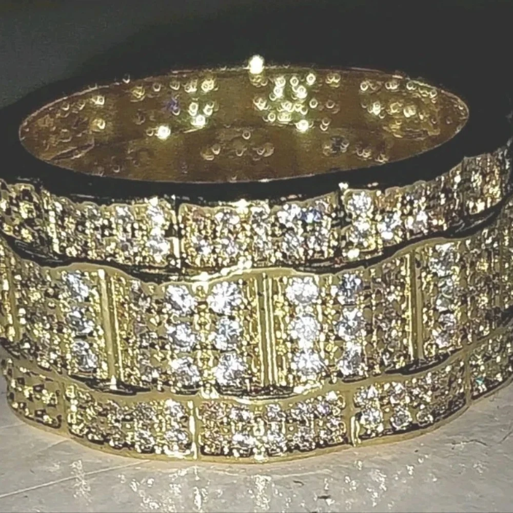 Exquisite Luxurious Micro Pave Cubic Zirconia Hip Hop Blinged Out Ring For Men
